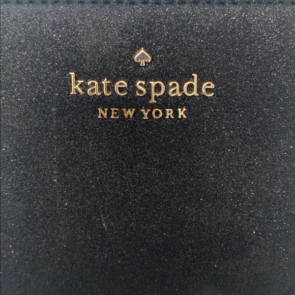 NWT Kate Spade Black Shimmy Glitter Fabric Small Cosmetic Bag - Picture 2 of 10